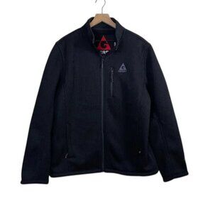 Gerry Men’s XL Black Fleece Waffle Knit Full Zip Jacket with Drawstring Hem